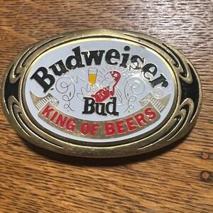 Vintage 1983 Budweiser Bud King of Beers Solid Brass Belt Buckle NAP Inc F09